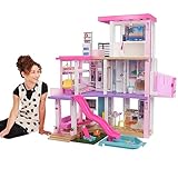 Barbie Dream House (114 cm), 3-stöckiges Puppenhaus Pool, Rutsche,...