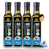 Kräuterland Bio Schwarzkümmelöl 4x250ml (1Liter), gefiltert, naturrein...
