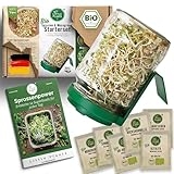 Little Plants Sprossenglas Set + 6 x Bio Sprossen Samen in 5 inkl. Sprossen...