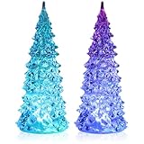 com-four® 2X Deko-Tannenbaum aus Acryl mit LED-Licht - tolles...