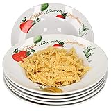 Van Well 6er Pasta-Teller-Set Milano mit Aufdruck I Ø 27 cm...