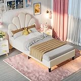 FEEOHOME Kinderbett, 90 x 200 cm, Prinzessinnenbett, Bettrahmen mit...