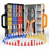 Crimpzange Set, Kabelschuhzange mit Ratschenmechanik + 425 farbcodierte...