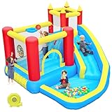 DIYJOTOFUN hüpfburg Kinder mit rutsche und kletterwand, hüpfburg gebläse...