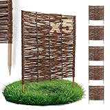 5 x BOGATECO Beeteinfassung aus Weide | 60 cm Lang & 60 cm Hoch | Holz-Zaun...