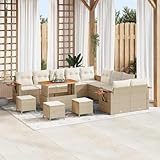 QJBSAVVA Gartensofa Lounge Set 14-teilig Beige Creme 110 x 55 x 71 cm...