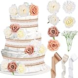 Cheerupp Boho Kunstblumen-Windeltorten-Set, weiße Spitzenbänder,...