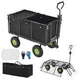 Juskys Metall Gartenwagen 550 kg belastbar - Handwagen mit Luftreifen,...