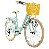 KS Cycling Damenfahrrad 26'' Cantaloupe Mint mit Korb Dacapo RH 48 cm