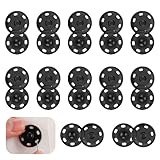 12 Set 21mm Druckknöpfe zum Annähen Große Metall Druckknöpfe Schwarz...