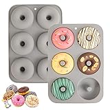 Aichoof Silikon-Donut-Form für 6 Donuts, 2er-Set, lebensmittelechte...