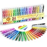 Shuttle Art Gelmalstifte, 24 bunte Wachsmalstifte set, hochwertige...