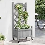 Hochbeet mit Rankgitter und Rädern, Massivholzkonstruktion für...