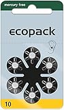 Varta Ecopack Typ 10 Hörgerätebatterie Zinc Air PR70 ZL4, 60 Stück