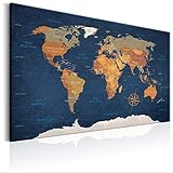 decomonkey | Weltkarte Pinnwand 120x80 cm Leinwand | Bilder Leinwandbilder...