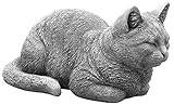 gartendekoparadies.de Liegende Katze, Steinfigur, H. 17 cm, 8,5 kg, Grau,...