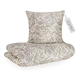 Esprit Satin Bettwäsche 155x220 Baumwolle grau - Boho Paisley Bettbezug +...