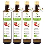 GreatVita Bio Apfelessig, 4 x 500 ml naturtrüb & ungefiltert mit...