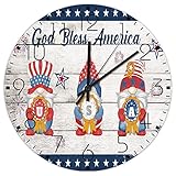 Wanduhr aus Holz, analog, rund, nicht tickend, Gott segnen, Amerika,...