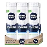 NIVEA MEN Sensitive Rasiergel (6 x 200 ml), Rasiergel für empfindliche...