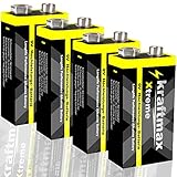 kraftmax 4er Pack Xtreme 9V Block Hochleistungs- Batterien ideal für 10...