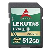 LEKUTAS 512 GB SDXC UHS-I Speicherkarte – bis zu 200 MB/s...