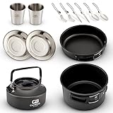 Camping in Black - Campinggeschirr Set - Kochgeschirr für 2 Personen aus...