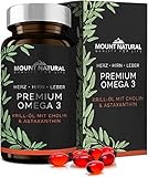 MOUNT NATURAL Krillöl - 1180mg mit hochdosiertem Omega-3: EPA, DHA, Cholin...