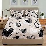 Einfaches Herzmuster Spannbettlaken 3 teilig 90x200 cm Tiefe Tasche 30 cm...