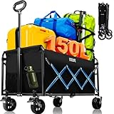 Bollerwagen Faltbar, Handwagen faltbar 150L Tragkraft 150KG mit...