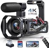 Delmodes Camcorder 4K Videokamera 48MP 60FPS 18X Digital Zoom Camcorder,...