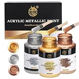 KIRIN Acrylfarben-Set, 375 g, Metallic Gold & Silber & Bronze, Blattgold...