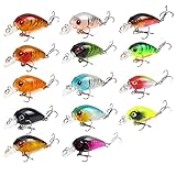 14 pcs Angelköder Set Köder Kit Wobbler Crankbaits mit Haken Hard Popper...