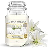 Yankee Candle Duftkerze im Glas (groß) – Fluffy Towels – Kerze mit...