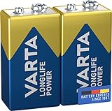VARTA Batterien 9V Blockbatterie, 2 Stück, Longlife Power, Alkaline, für...