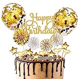 17 Stück Tortendeko Gold,Tortendeko Geburstagstorte,Happy Birthday...