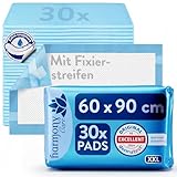 Harmony Care® 30 x Inkontinenz Bettunterlage mit Fixierstreifen, 6-lagig -...