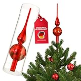 SantaTime Weihnachtsbaumspitze Echtglas glänzend 28cm - Extra Festliche...