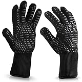 Grillhandschuhe Hitzebeständig bis 800°C, Ofenhandschuhe Topfhandschuhe...