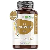 Bio Ingwer Kapseln - 650mg reines Ingwerpulver pro Portion - Vegan & Ohne...
