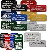 UAV-ID Drohnen-Kennzeichen | Blau 20x8mm | Aluminium Lasergraviert |...