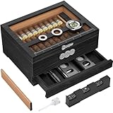 LIHTUN Zigarren Humidor, Glas Top Desktop Humidor Box, Zigarren Geschenke...