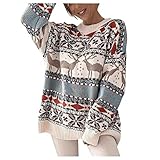 Weihnachtspullover Damen : Warme Weihnachtspulli Langarm Norweger Pullover...