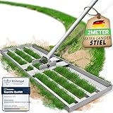 WENDOWERK® [80x30cm] Rasen Rakel mit extra langem Stiel [2 Meter] Inkl....