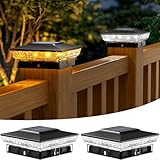 btfarm 2 Stück Pfostenleuchte Solar, 2 Modi LED Pfostenkappe Solar IP65...