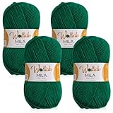 Wollidu Mila Garn zum Häkeln und Stricken 4 x 50g/133m Strickgarn 100%...