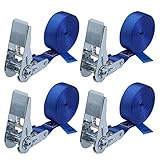 Spanngurt mit Ratsche Zurrgurt 4er Set Ratschengurt DIN EN 12195-2 blau 4 m...