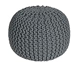 Homescapes Pouf Strickpouf rundes Bodenkissen, Sitzpouf 35 x 40 cm,...
