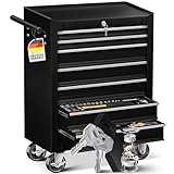 MASKO® Werkstattwagen - 7 Schubladen, schwarz | Abschließbar | Massives...