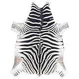 rugsx Teppich künstliches Rindsleder, Zebra, weiß schwarz Leder 100x150...